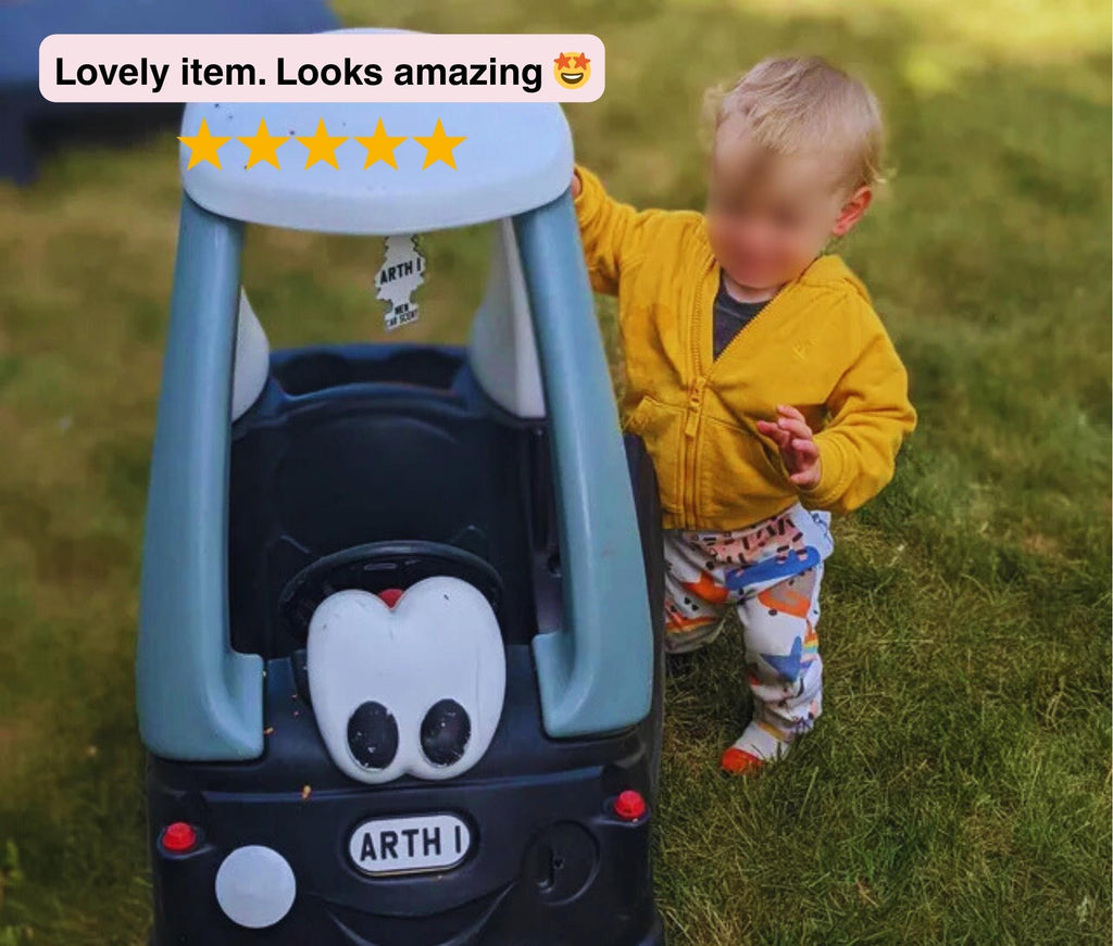 Little Tikes Number Plate (PACK OF 2) Cosy Coupe, Ride on, Children's Car License Plate. Cozy Coupe Stickers, Mini personalised numberplate
