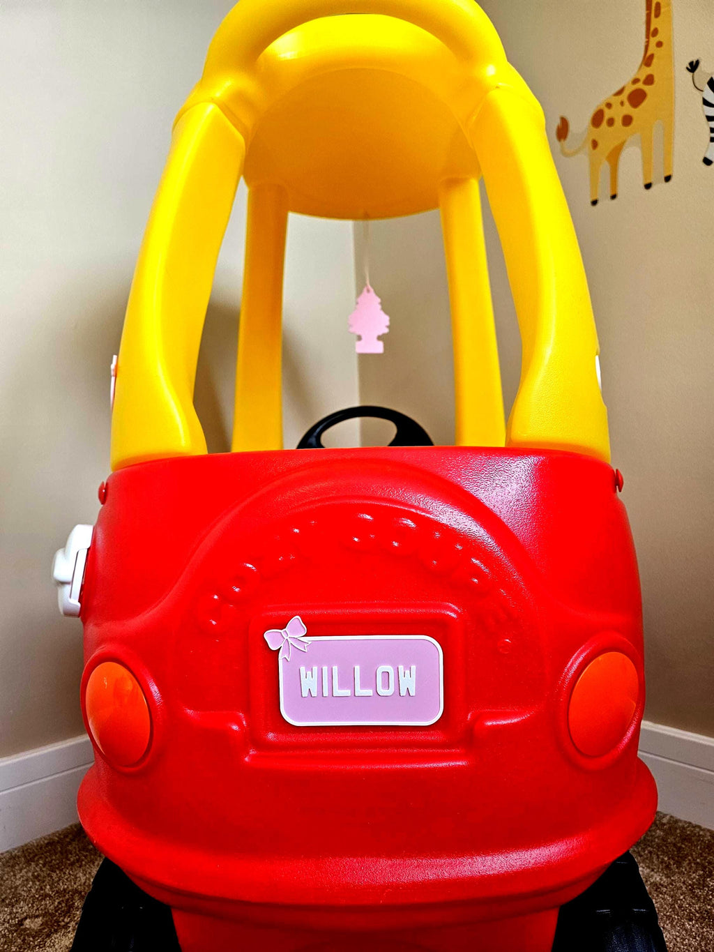 Little Tikes Pink Number Plate (PACK OF 2) Cosy Coupe, Ride on, Children's Car Licence Plate. Cozy Coupe Stickers, personalised numberplate