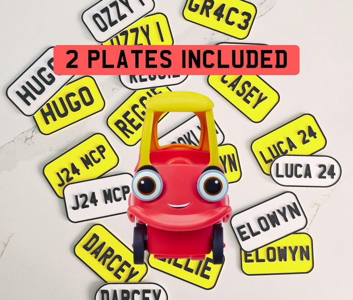 Little Tikes Number Plate (PACK OF 2) Cosy Coupe, Ride on, Children's Car License Plate. Cozy Coupe Stickers, Mini personalised numberplate