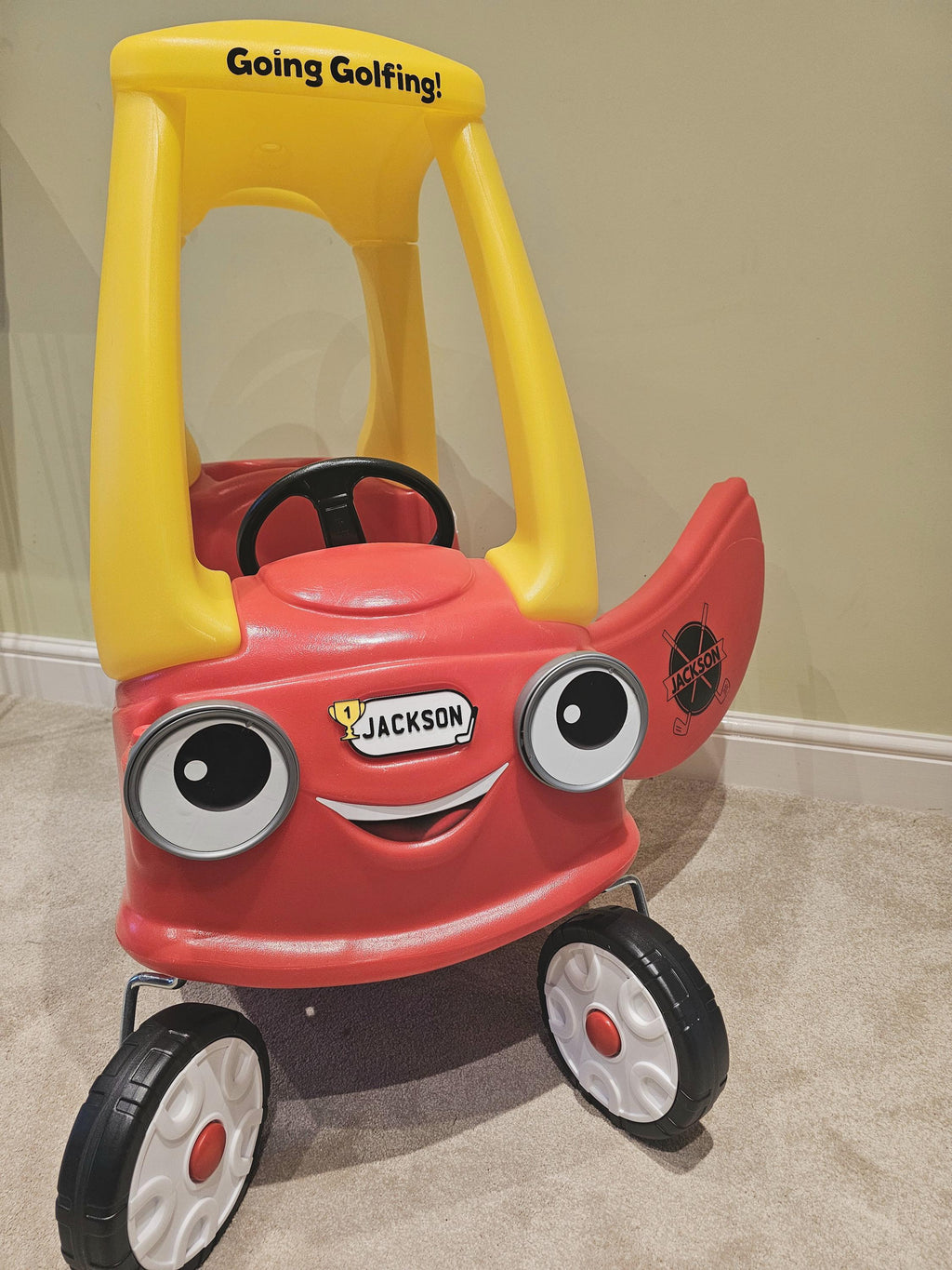 Little Tikes Number Plate, Golf Cart, Cosy Coupe, Ride on, Children's Car License Plate. Cozy Coupe Stickers, Golf Caddy Theme. 2nd Birthday