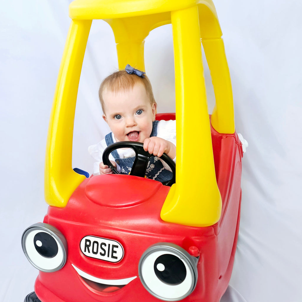 Personalised UK Style Number Plate Set for Little Tikes Cozy Coupe - Gift for Toddlers with Optional Extras