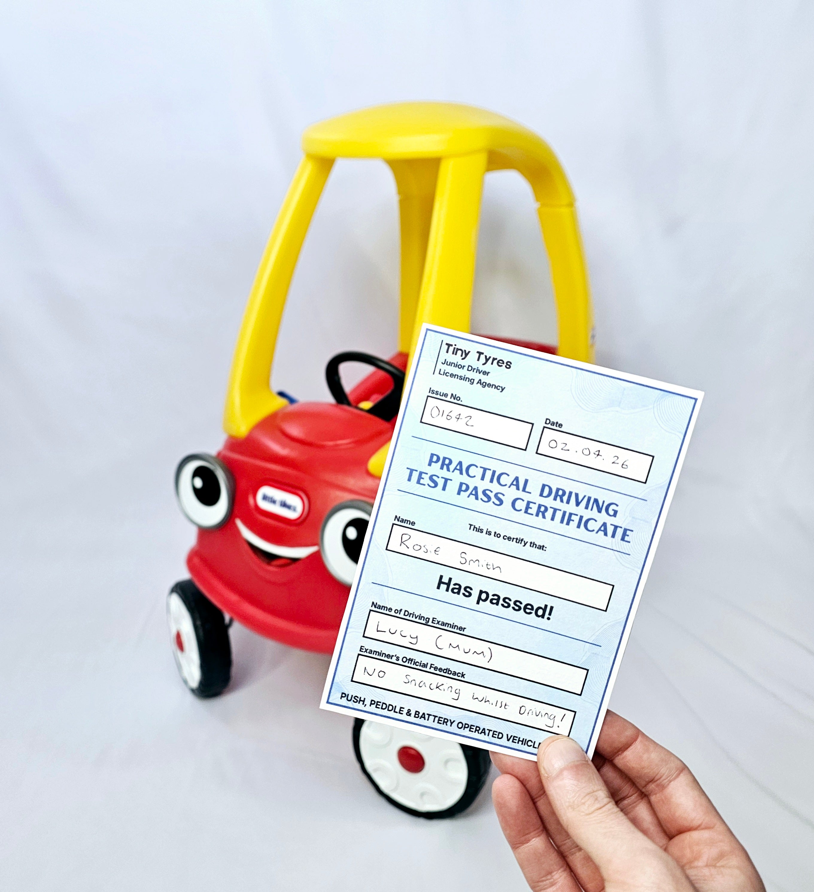 Personalised UK Style Number Plate Set for Little Tikes Cozy Coupe - Gift for Toddlers with Optional Extras