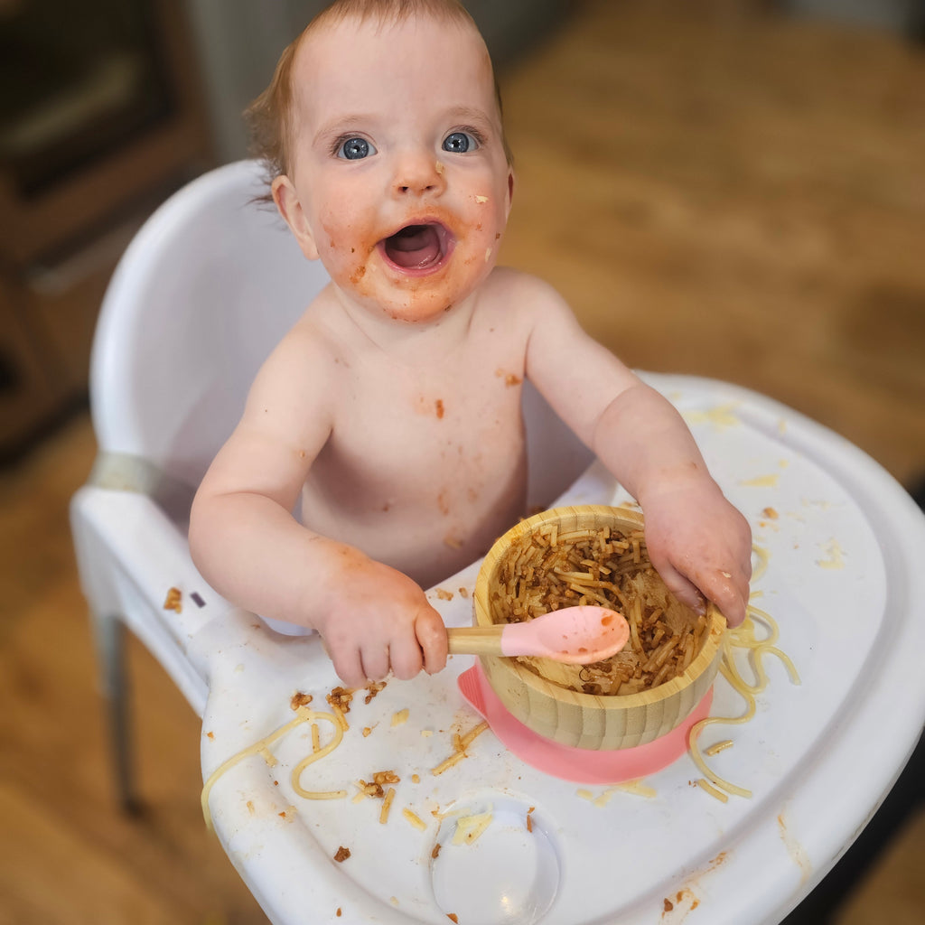 Personalised Baby Dining Set – Bamboo Weaning Plate, Fork and Spoon Set. Weaning Set, First Birthday Baby Shower Gift for Newborns