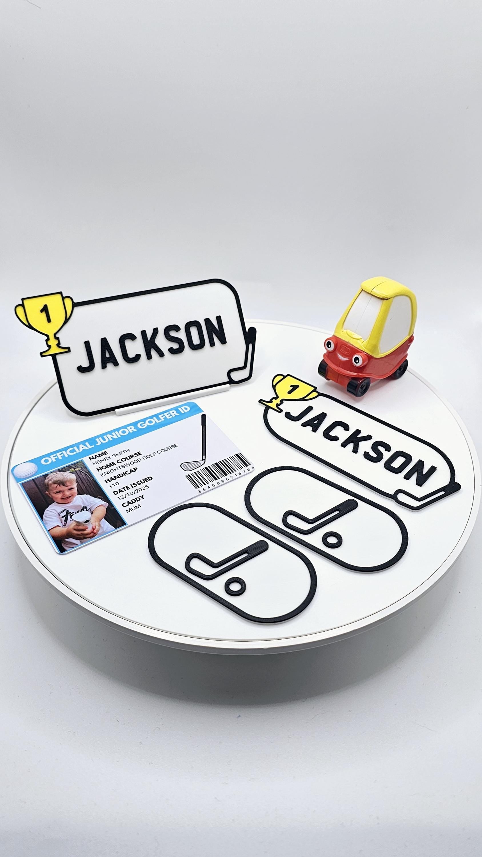 Little Tikes Number Plate, Golf Cart, Cosy Coupe, Ride on, Children's Car License Plate. Cozy Coupe Stickers, Golf Caddy Theme. 2nd Birthday
