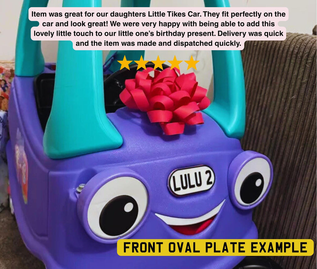 Little Tikes Number Plate (PACK OF 2) Cosy Coupe, Ride on, Children's Car License Plate. Cozy Coupe Stickers, Mini personalised numberplate