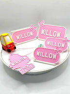 Little Tikes Pink Number Plate (PACK OF 2) Cosy Coupe, Ride on, Children's Car Licence Plate. Cozy Coupe Stickers, personalised numberplate