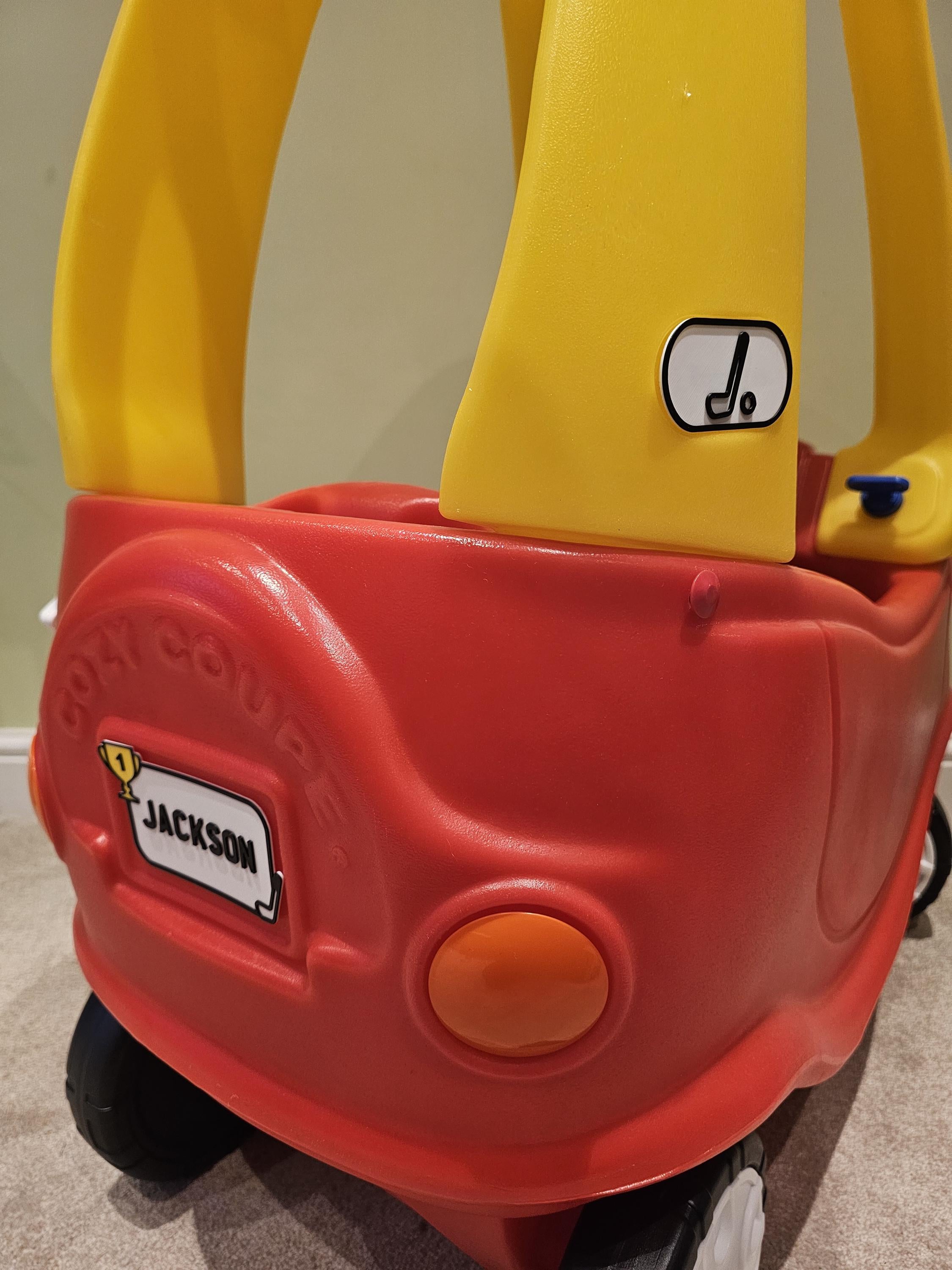 Little Tikes Number Plate, Golf Cart, Cosy Coupe, Ride on, Children's Car License Plate. Cozy Coupe Stickers, Golf Caddy Theme. 2nd Birthday