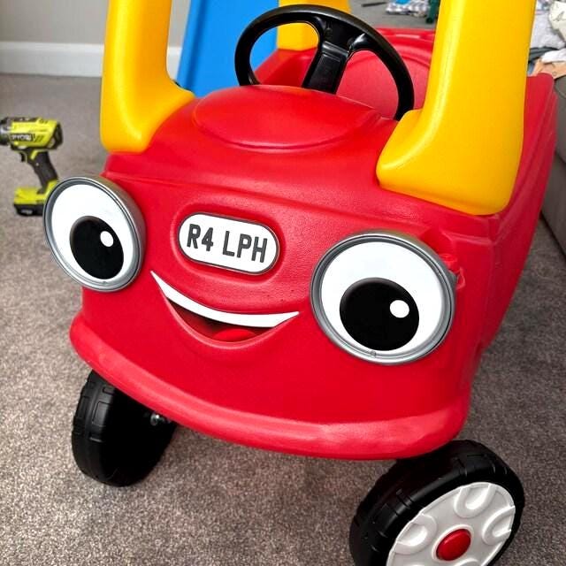 Little Tikes Number Plate (PACK OF 2) Cosy Coupe, Ride on, Children's Car License Plate. Cozy Coupe Stickers, Mini personalised numberplate